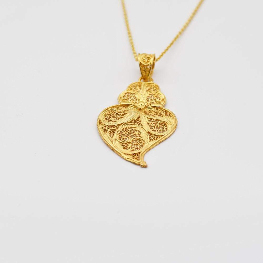 Corãçao de Viana I Gold-plated Silver Filigree Pendant - 1.4''