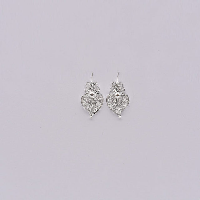 Coração de Viana I Silver Filigree Earrings - 1.0''