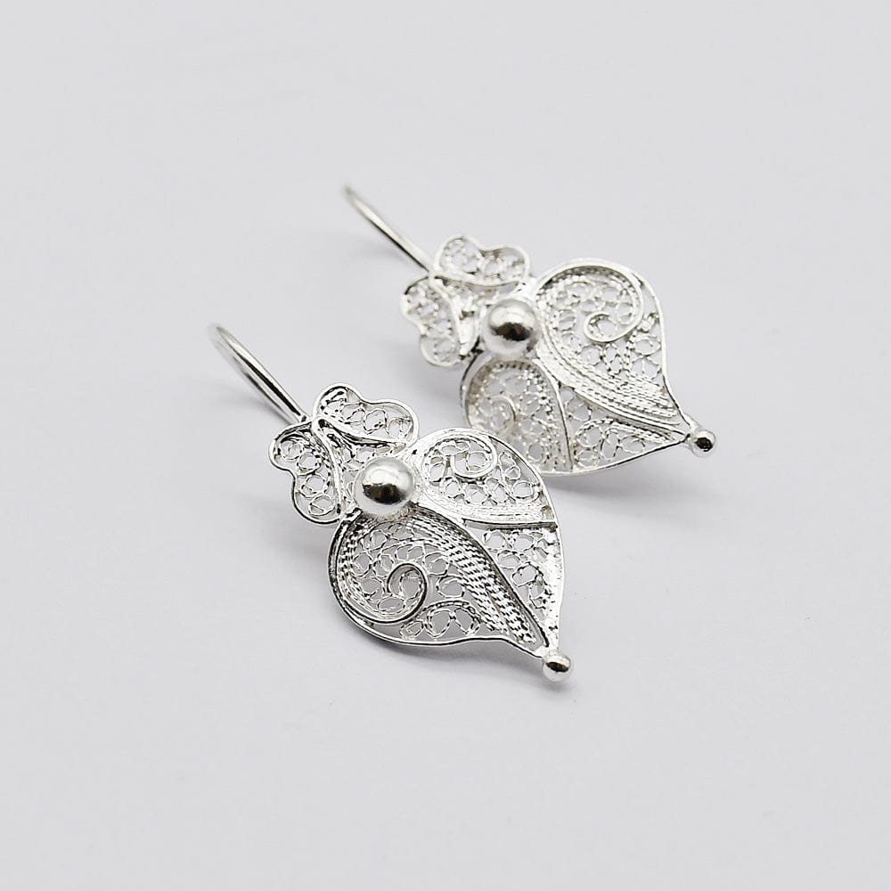 Coração de Viana I Silver Filigree Earrings - 1.0''