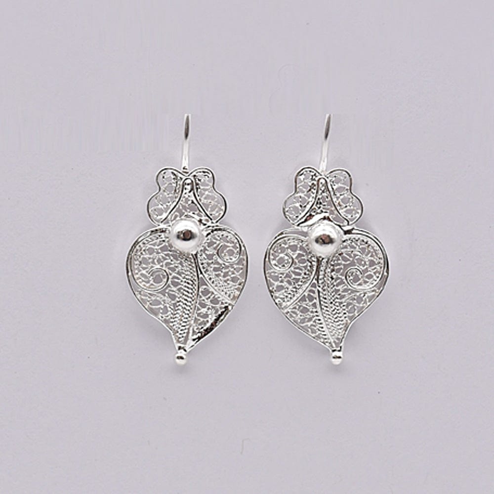 Coração de Viana I Silver Filigree Earrings - 1.0''