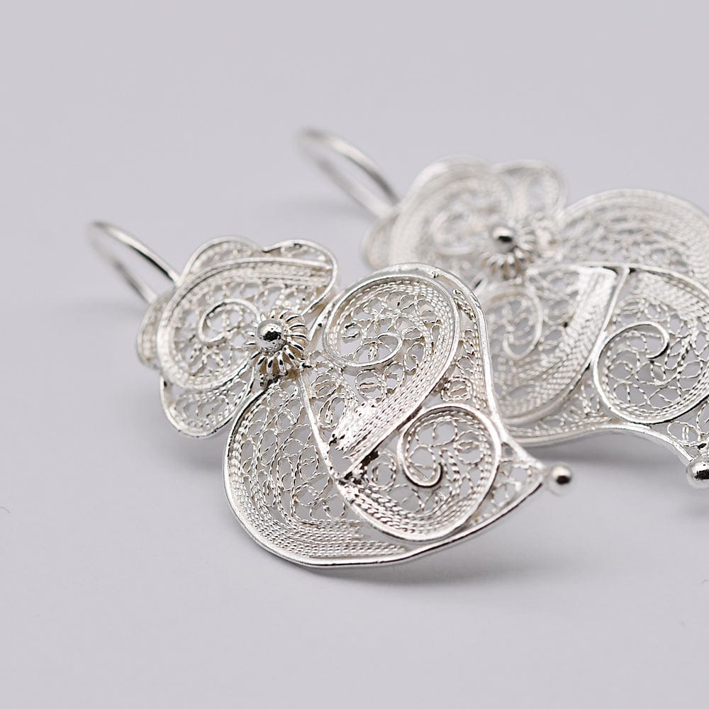 Coração de Viana I Silver Filigree Earrings - 1.2''