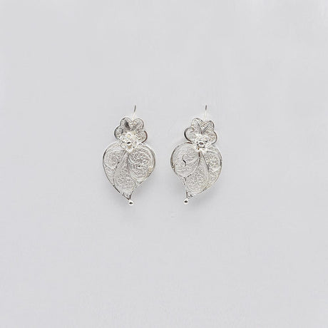 Coração de Viana I Silver Filigree Earrings - 1,4"