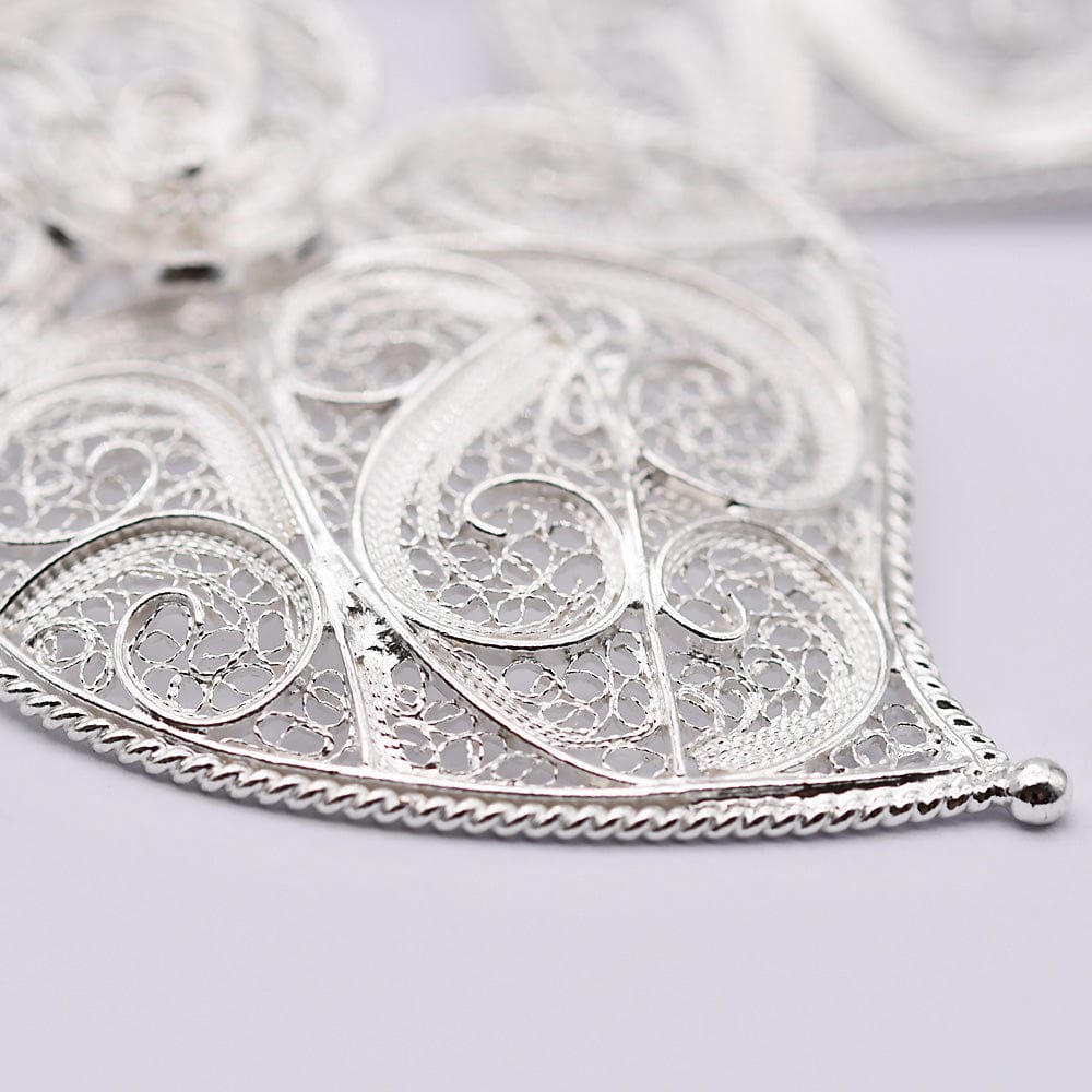 Coração de Viana I Silver Filigree Earrings - 2.6'