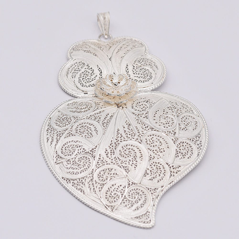 Coração de Viana I Silver Filigree Pendant - 4.3"