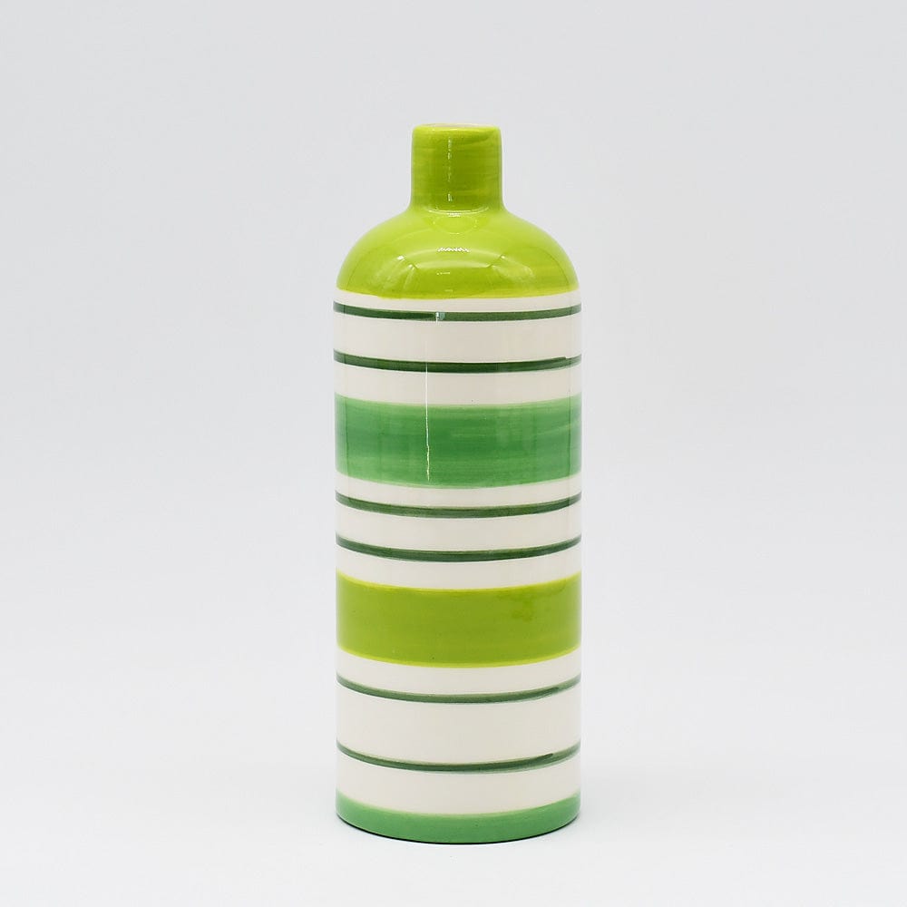 Costa Nova I Striped Ceramic Vase - Green 20cm