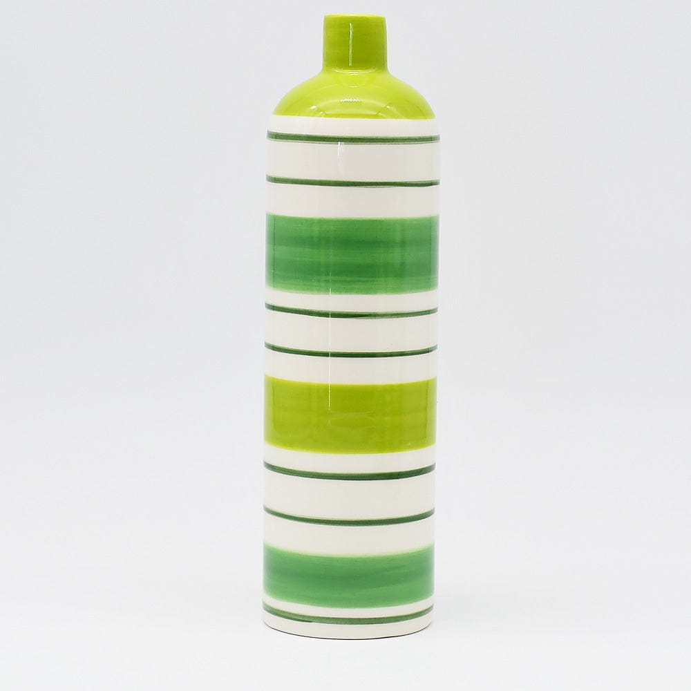 Costa Nova I Striped Ceramic Vase - Green 25cm