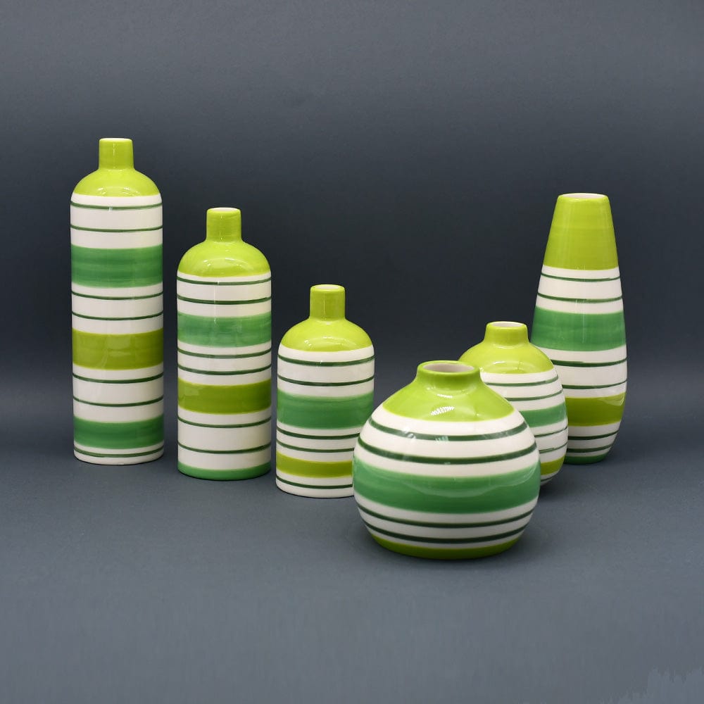 Costa Nova I Striped Ceramic Vase - Green