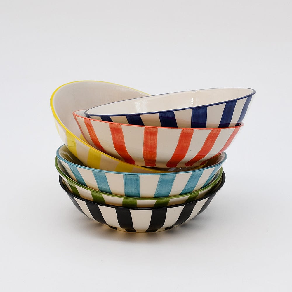 Costa Nova Mar I Striped Ceramic Bowl 5.1'' - Black