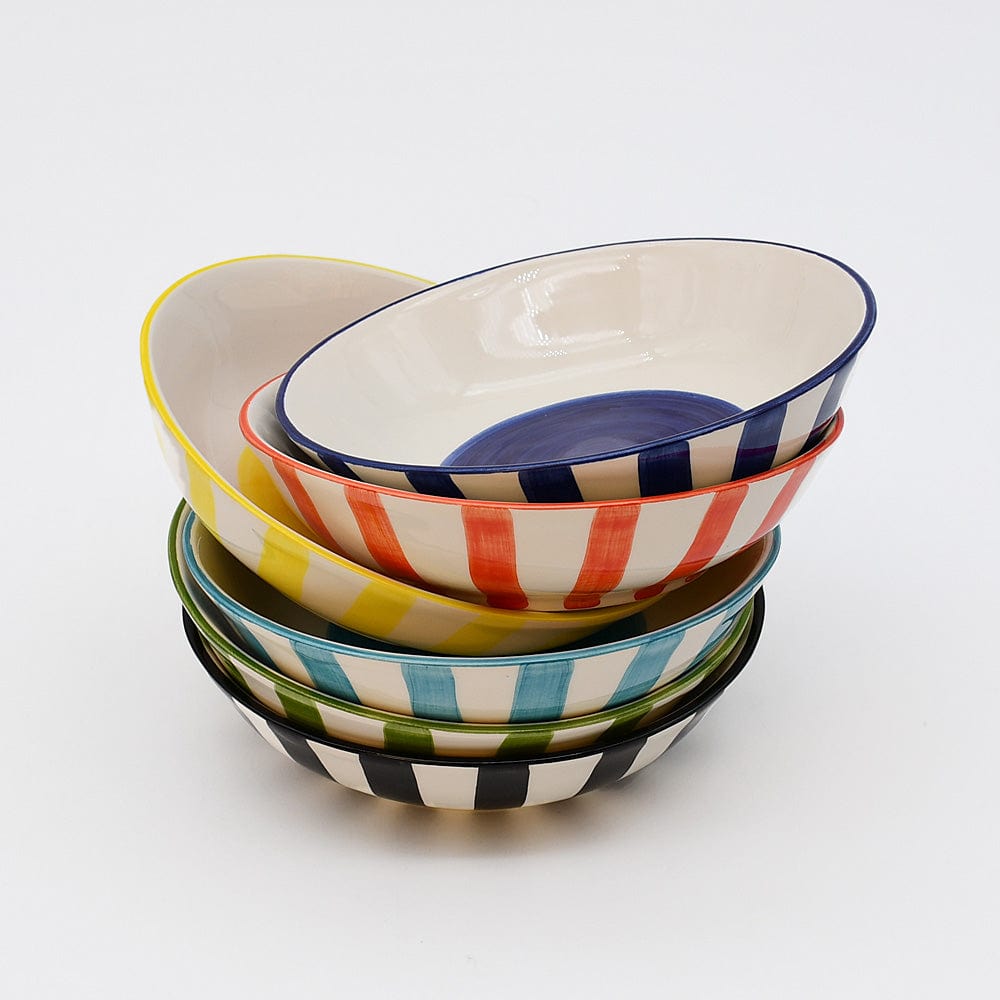 Costa Nova Mar I Striped Ceramic Bowl 5.1'' - Blue