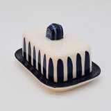 Costa Nova Mar I Striped Ceramic Butter Dish - Blue