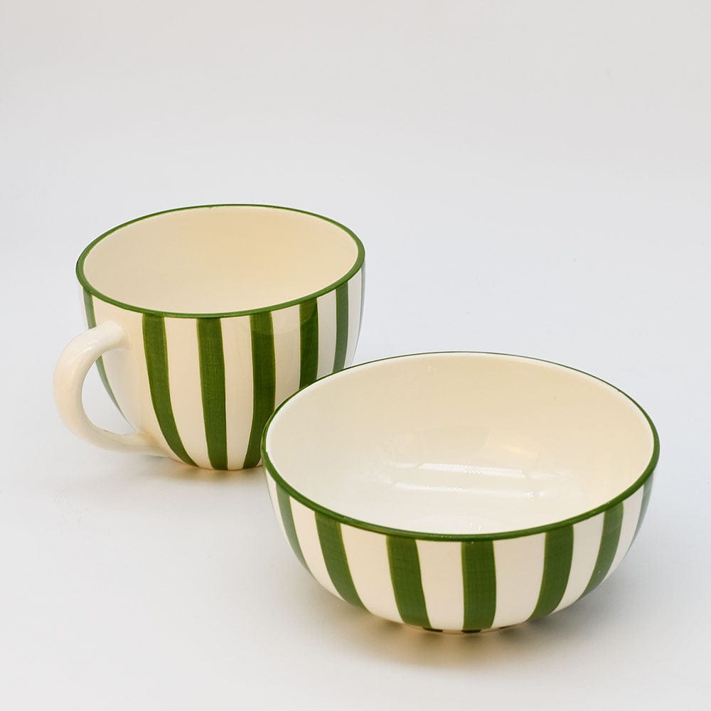 Costa Nova Mar I Striped Ceramic Cereal Bowl 6.3'' - Green