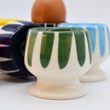 Costa Nova Mar I Striped Ceramic Egg Cup - Green