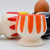 Costa Nova Mar I Striped Ceramic Egg Cup - Orange