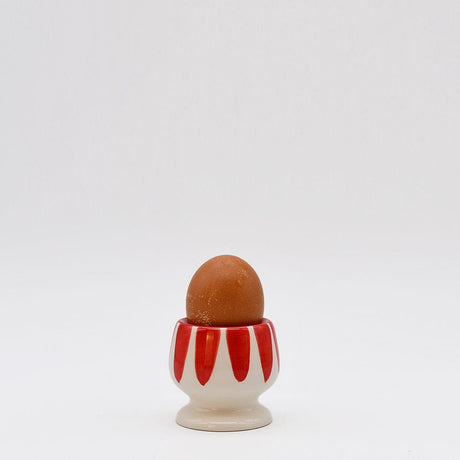 Costa Nova Mar I Striped Ceramic Egg Cup - Red