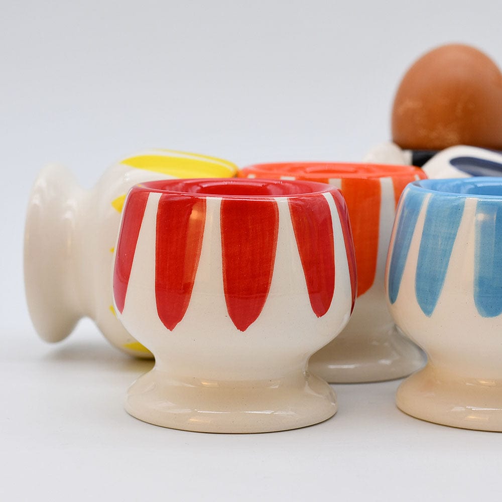 Costa Nova Mar I Striped Ceramic Egg Cup - Red