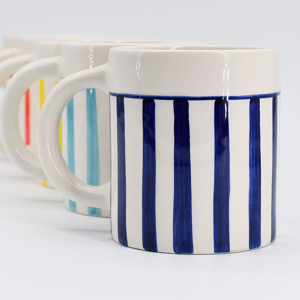 Costa Nova Mar I Striped Ceramic Mug - Blue