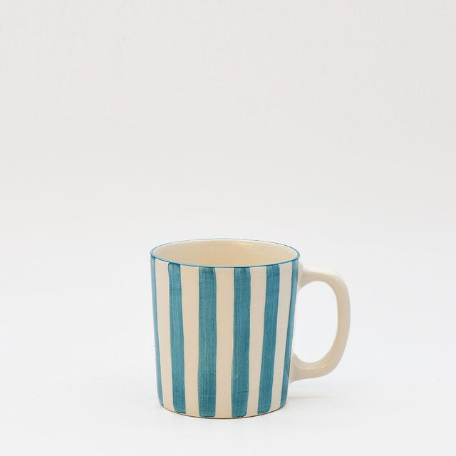 Costa Nova Mar I Striped Ceramic Mug - Turquoise