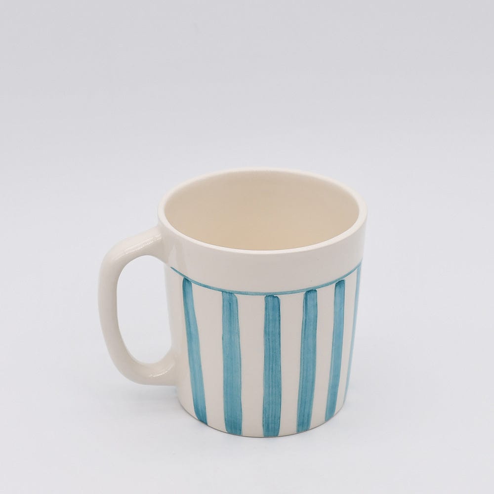 Costa Nova Mar I Striped Ceramic Mug - Turquoise