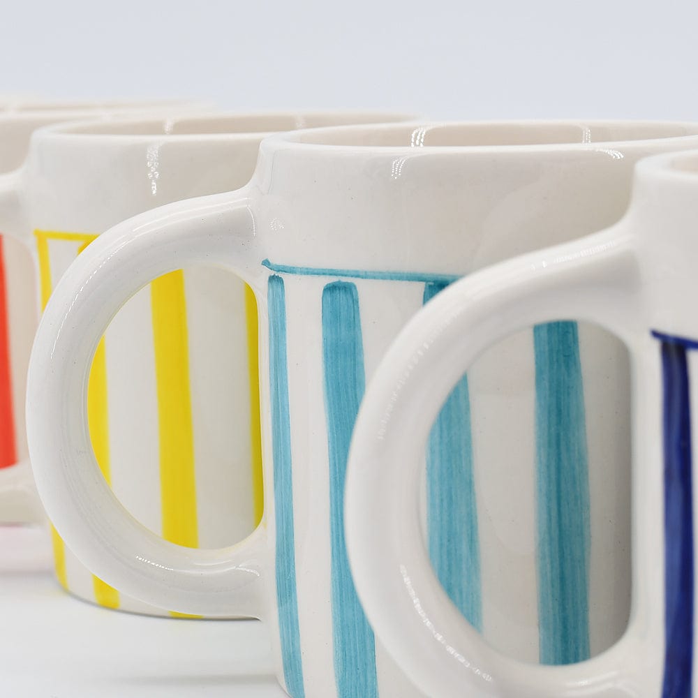 Costa Nova Mar I Striped Ceramic Mug - Turquoise