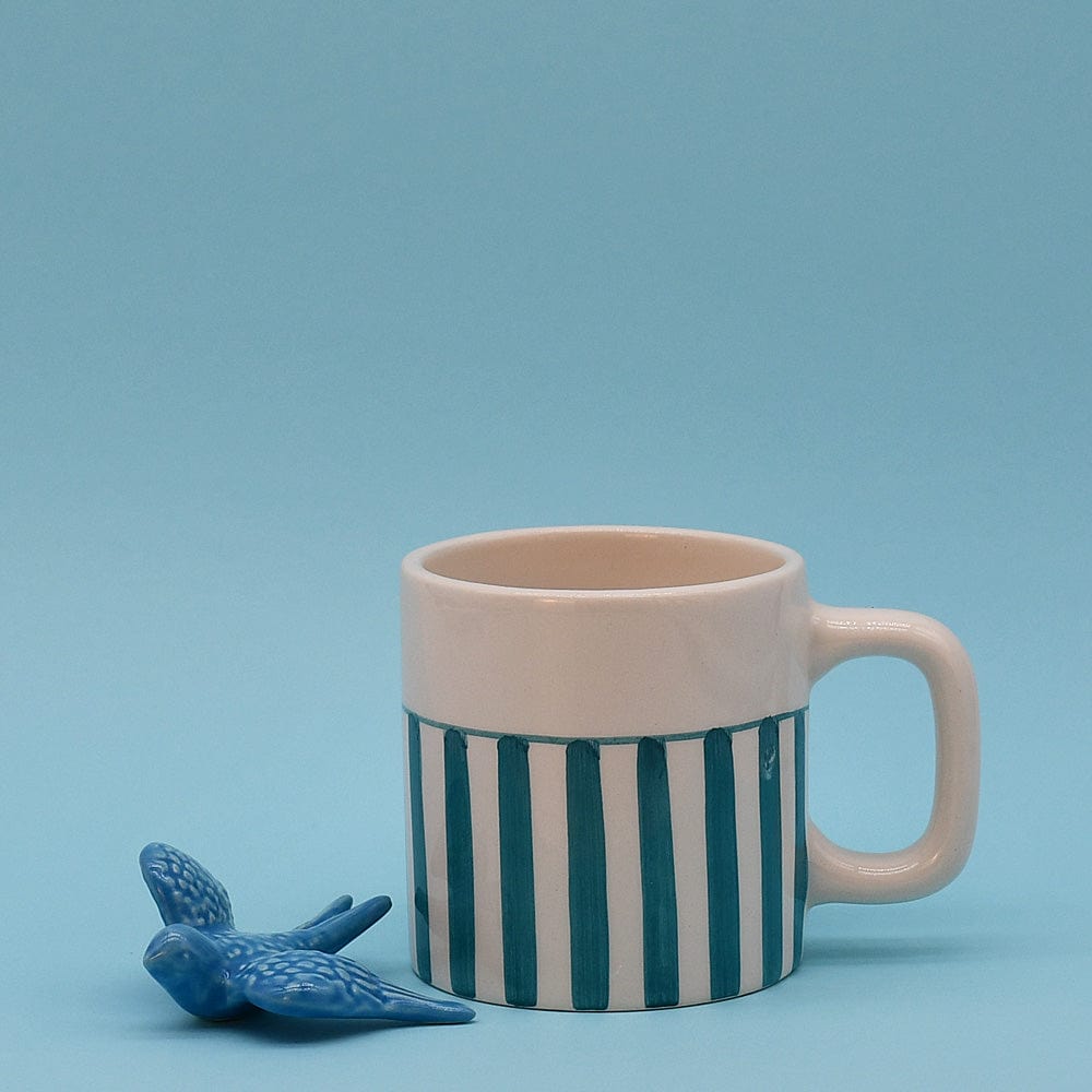 Costa Nova Mar I Striped Ceramic Mug - Turquoise