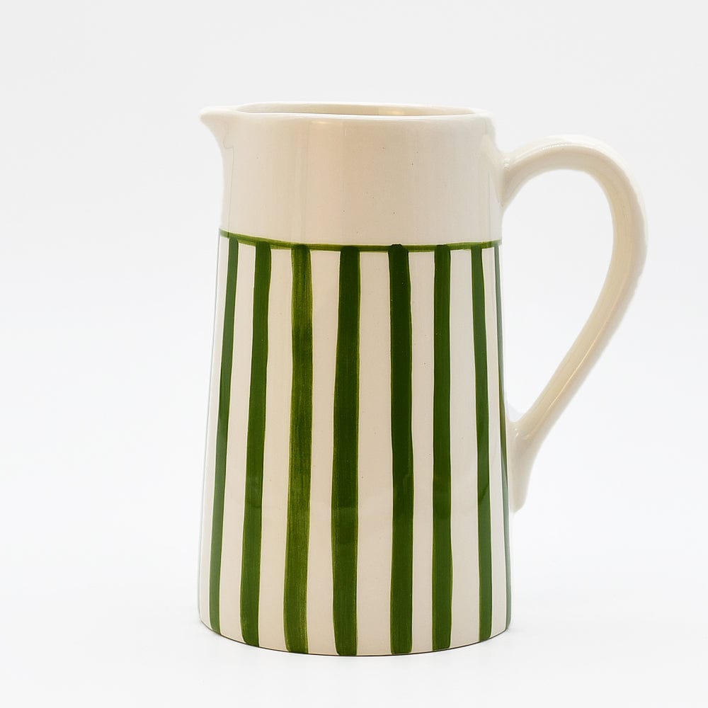 Costa Nova Mar I Striped Ceramic Pitcher - Green