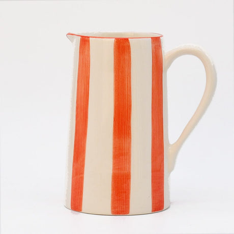 Costa Nova Mar I Striped Ceramic Pitcher - Red