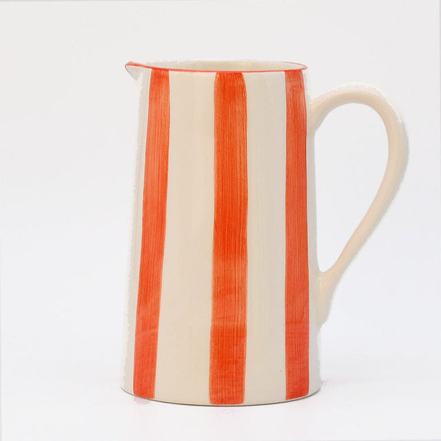 Costa Nova Mar I Striped Ceramic Pitcher - Red