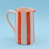 Costa Nova Mar I Striped Ceramic Pitcher - Red