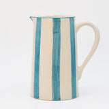 Costa Nova Mar I Striped Ceramic Pitcher- Turquoise