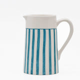 Costa Nova Mar I Striped Ceramic Pitcher - Turquoise