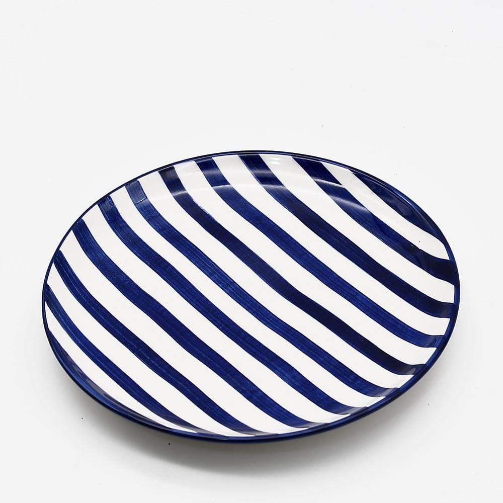 Costa Nova Mar I Striped Ceramic Plate 7.9'' - Blue