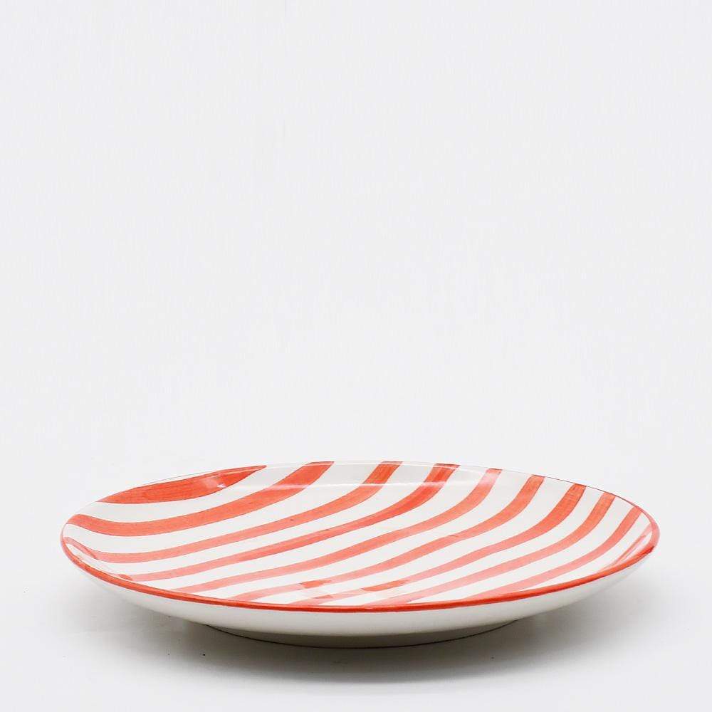 Costa Nova Mar I Striped Ceramic Plate 7.9'' - Red