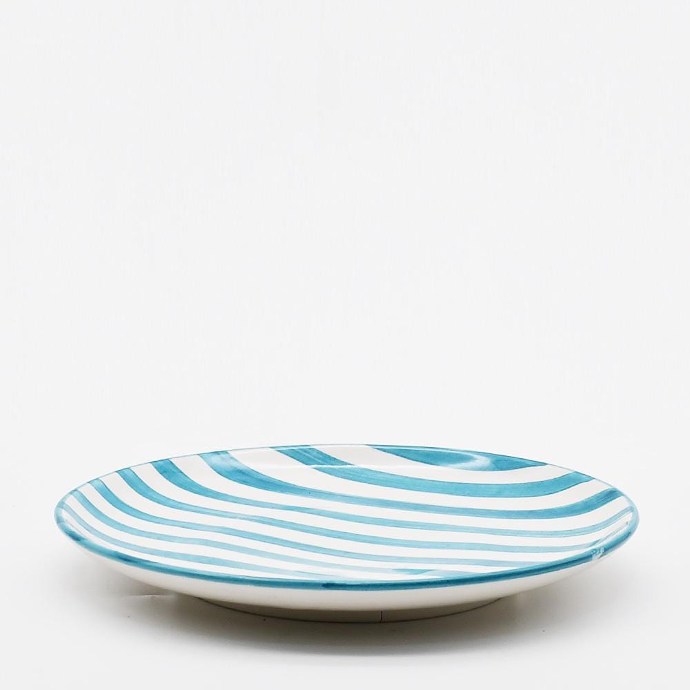 Costa Nova Mar I Striped Ceramic Plate 7.9'' - Turquoise