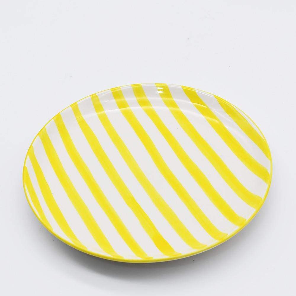 Costa Nova Mar I Striped Ceramic Plate 7.9'' - Yellow