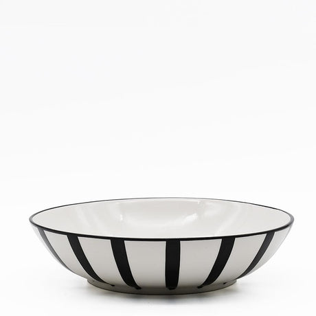 Costa Nova Mar I Striped Ceramic Salad Bowl 9.8'' - Black