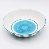 Costa Nova Mar I Striped Ceramic Salad Bowl 9.8'' - Turquoise