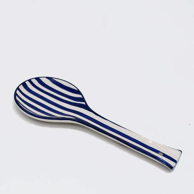 Costa Nova Mar I Striped Ceramic Serving Spoon - Blue