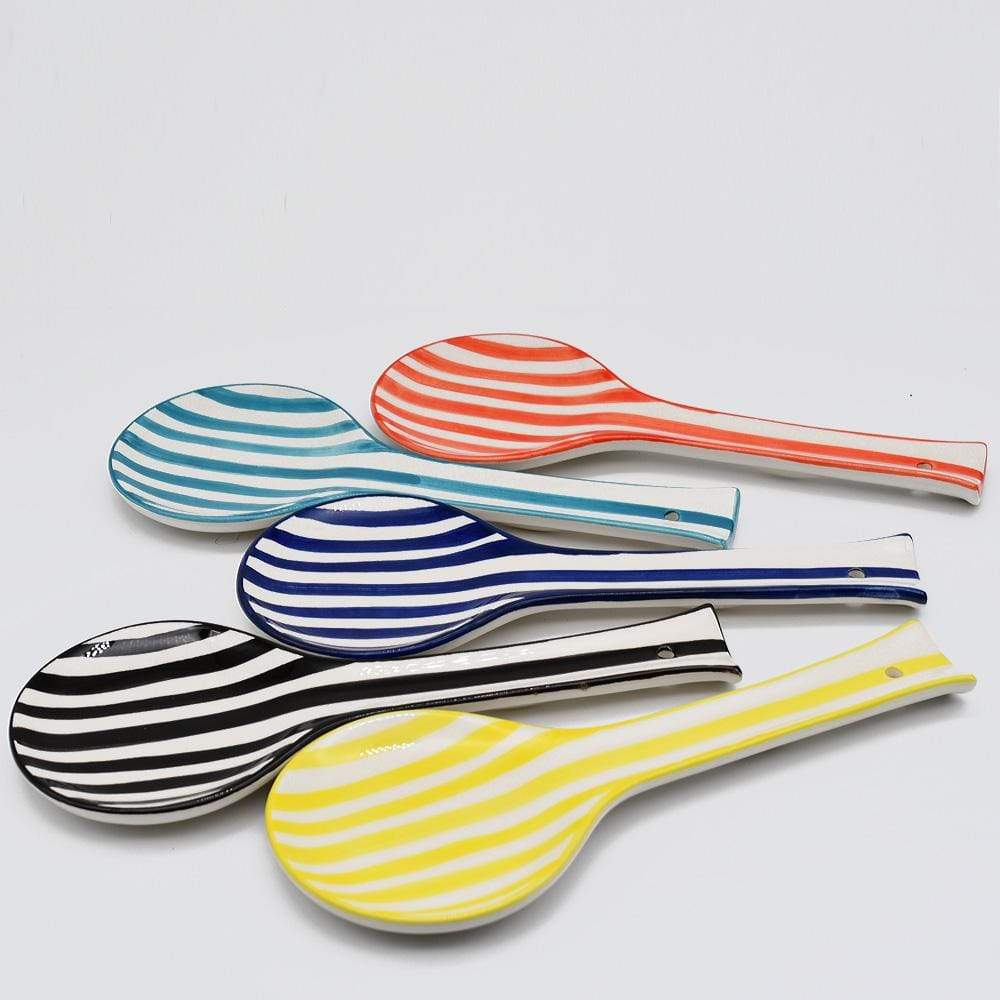 Costa Nova Mar I Striped Ceramic Serving Spoon - Blue