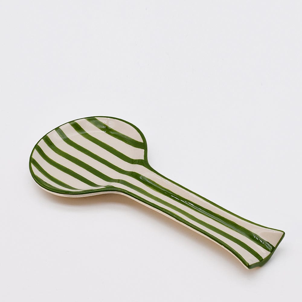 Costa Nova Mar I Striped Ceramic Serving Spoon - Green