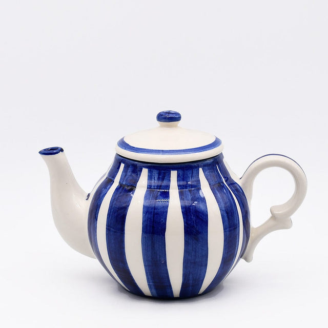 Costa Nova Mar I Striped Ceramic Tea Pot - Blue