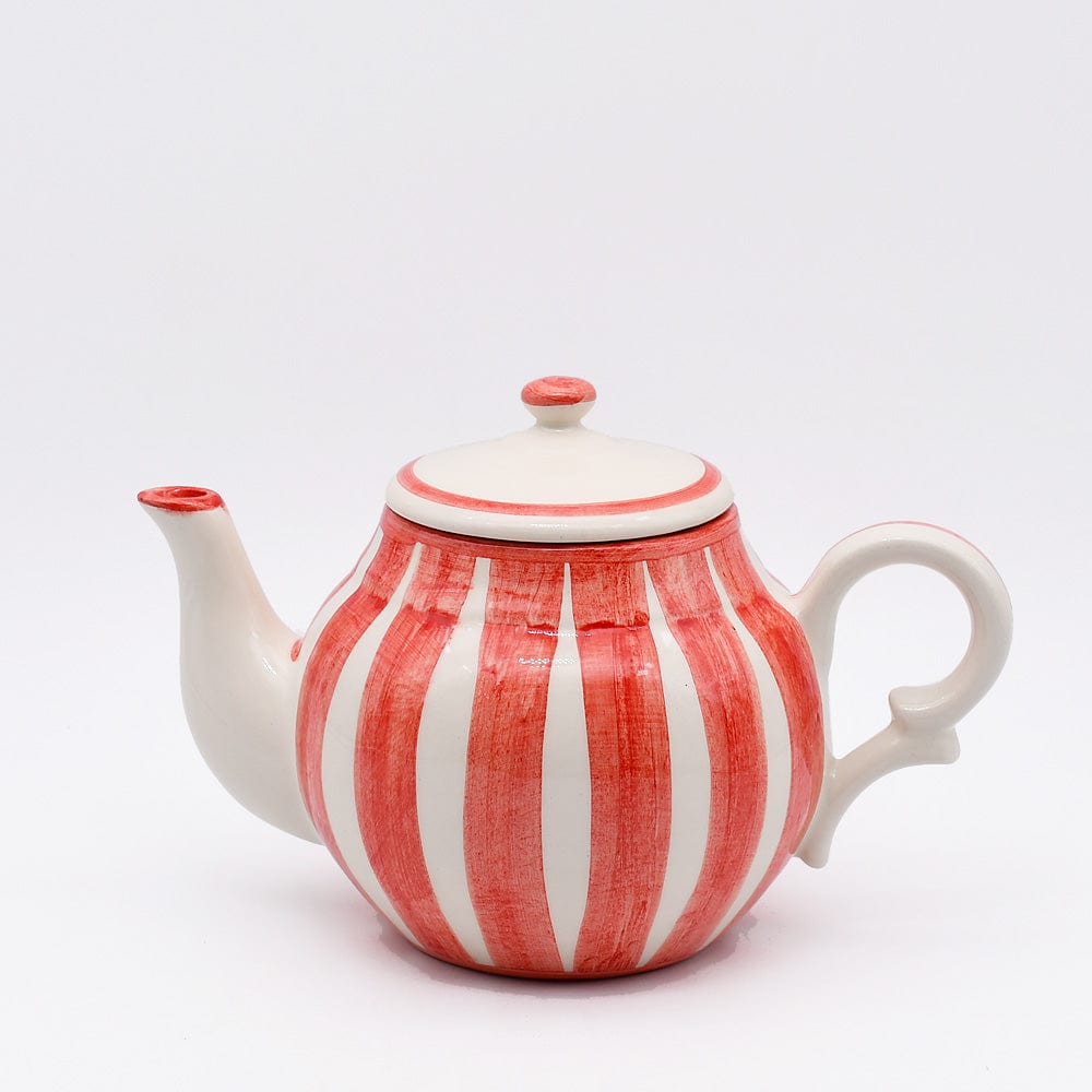 Costa Nova Mar I Striped Ceramic Tea Pot - Red