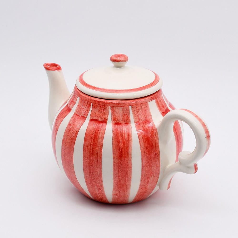 Costa Nova Mar I Striped Ceramic Tea Pot - Red