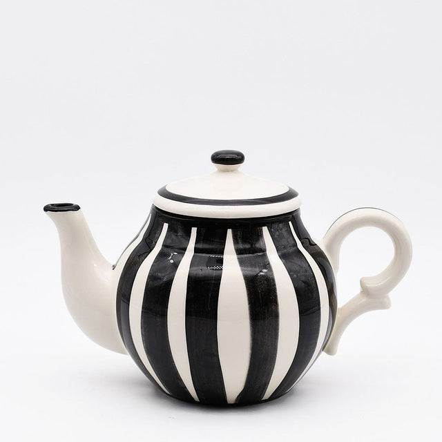 Costa Nova Mar I Striped Ceramic Teapot - Black