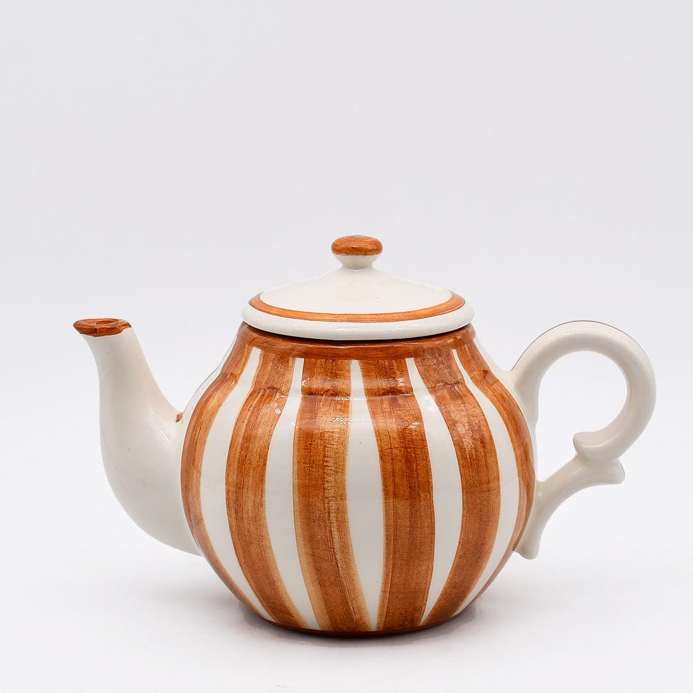 Costa Nova Mar I Striped Ceramic Teapot - Brown