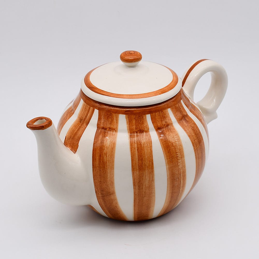 Costa Nova Mar I Striped Ceramic Teapot - Brown