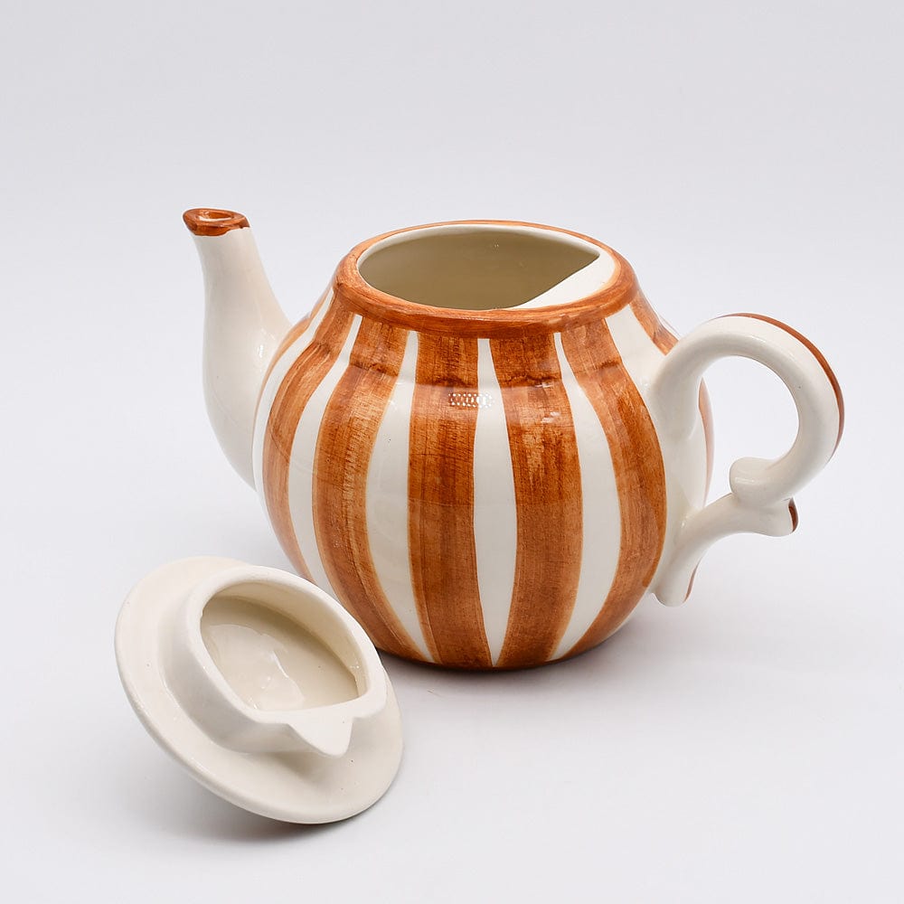 Costa Nova Mar I Striped Ceramic Teapot - Brown