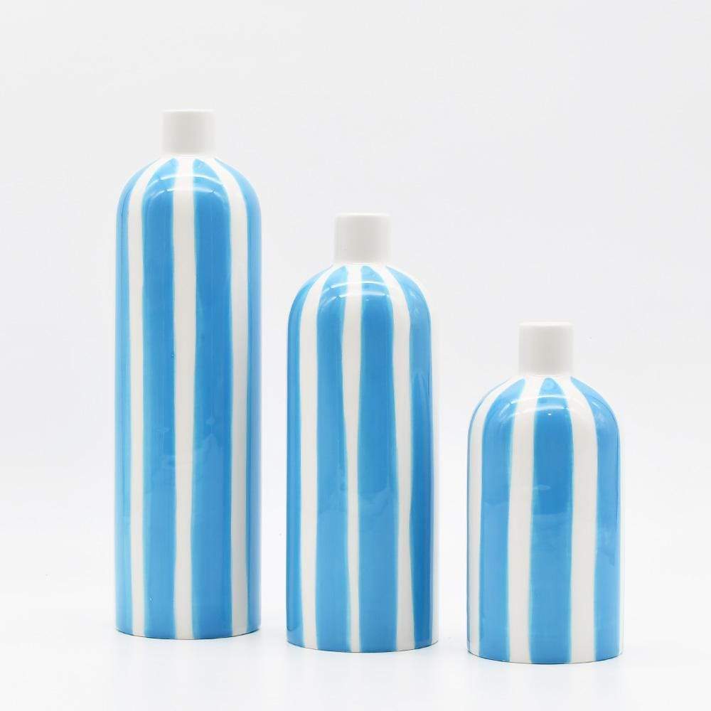 Costa Nova Mar I Striped Ceramic Vase - Turquoise