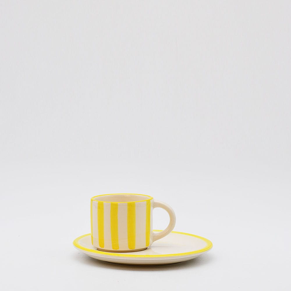 Costa Nova Mar I Striped Cup & Saucer - Yellow