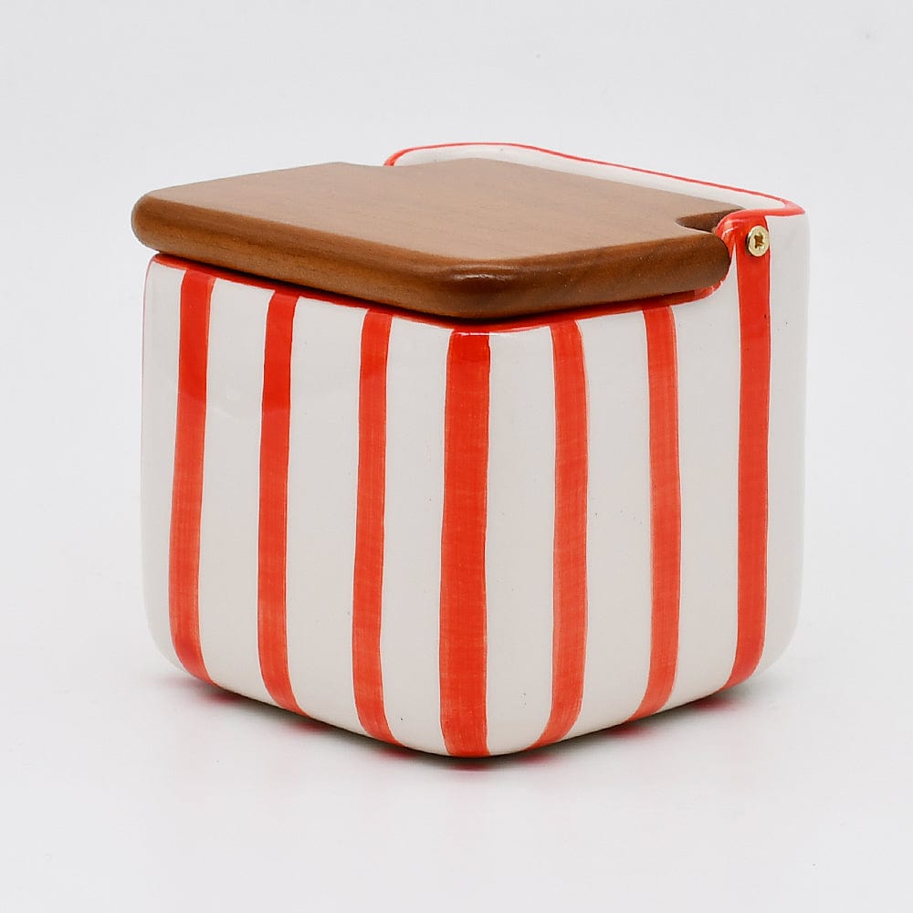 Costa Nova Mar I Striped Kitchen Canister - Red