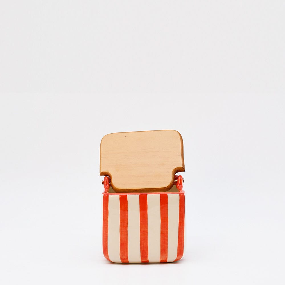 Costa Nova Mar I Striped Kitchen Canister - Red